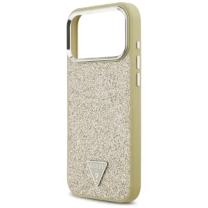 Etui Guess Glitter Triangle Logo MagSafe do Apple iPhone 17 Pro Max złoty