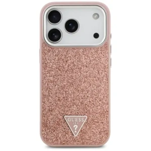 Etui Guess Glitter Triangle Logo MagSafe do Apple iPhone 17 Pro różowy