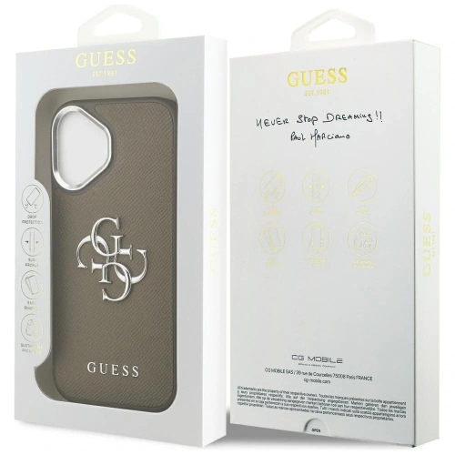 Etui Guess Grained Big 4G Classic Logo do Apple iPhone 17 brązowy