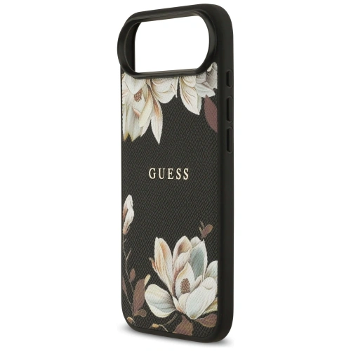 Etui Guess Grained Flowers Classic Logo MagSafe do Apple iPhone Air czarny