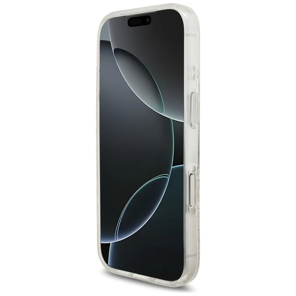 Etui Guess IML Flowers Electro Pearl Strap MagSafe do Apple iPhone 17 Pro biały