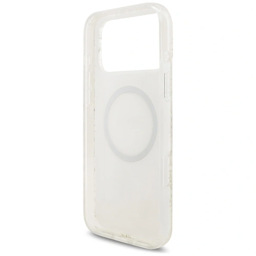 Etui Guess IML Flowers Electro Pearl Strap MagSafe do Apple iPhone 17 Pro Max biały