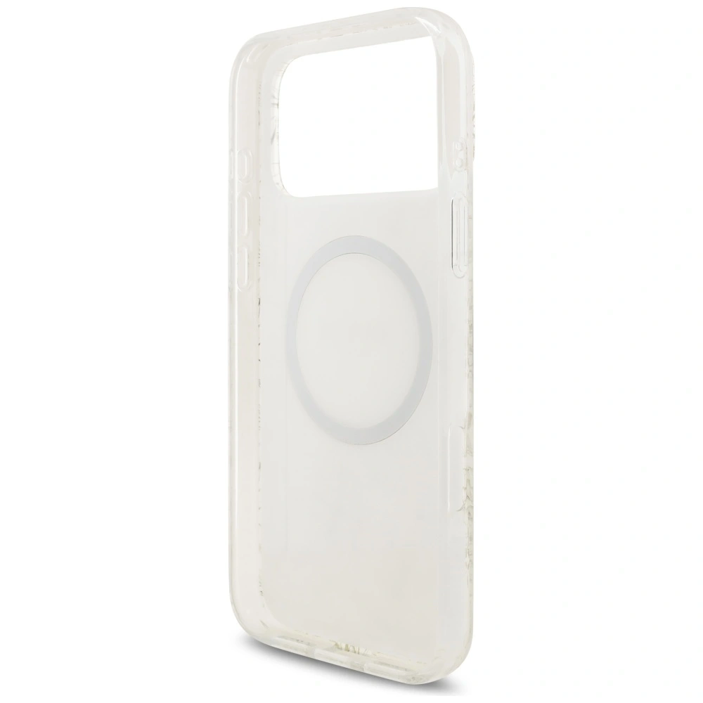 Etui Guess IML Flowers Electro Pearl Strap MagSafe do Apple iPhone 17 Pro Max biały