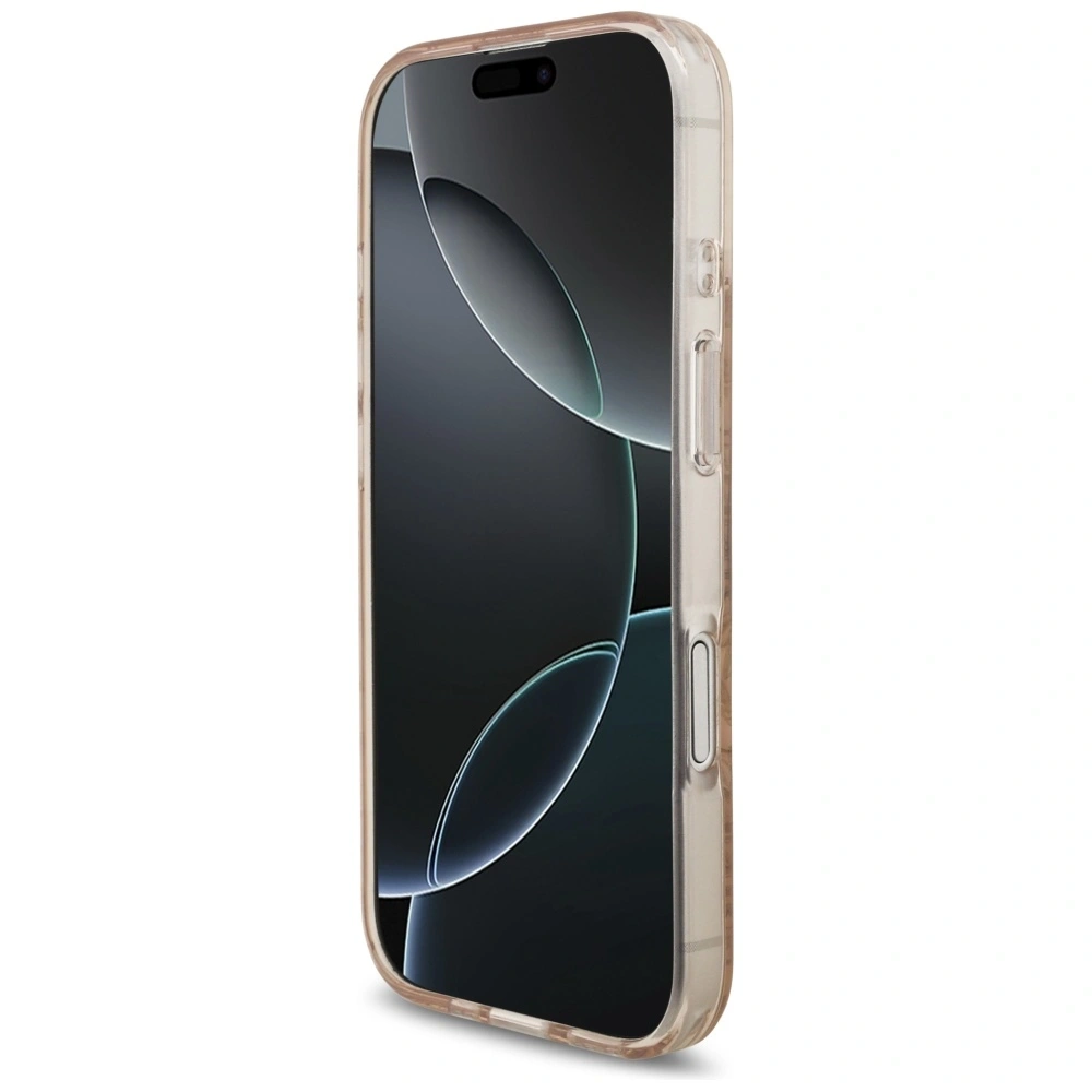 Etui Guess IML Flowers Electro Pearl Strap MagSafe do Apple iPhone 17 różowy