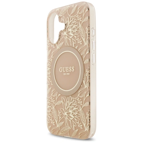 Etui Guess IML Flowers Electro Pearl Strap MagSafe do Apple iPhone 17 różowy