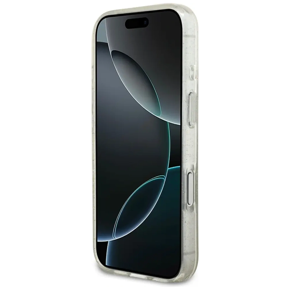 Etui Guess IML Glitter Pearl Strap MagSafe do Apple iPhone 17 Pro Max przezroczysty