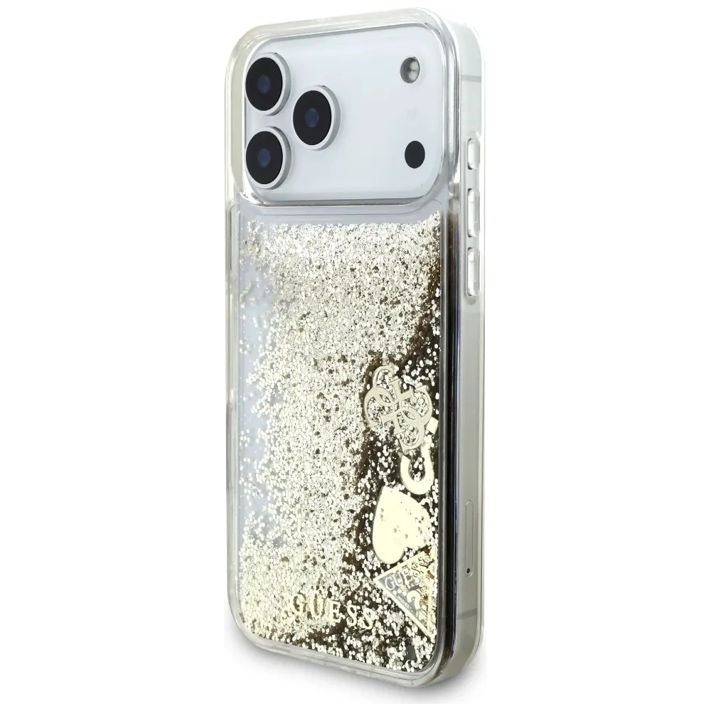 Etui Guess Liq. Glitter 4 Charms do Apple iPhone 17 Pro złoty
