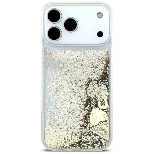 Etui Guess Liq. Glitter 4 Charms do Apple iPhone 17 Pro złoty