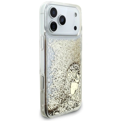 Etui Guess Liq. Glitter 4 Charms do Apple iPhone 17 Pro złoty