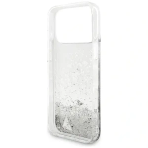Etui Guess Liq. Glitter Charms do Apple iPhone 17 Pro Max srebrny