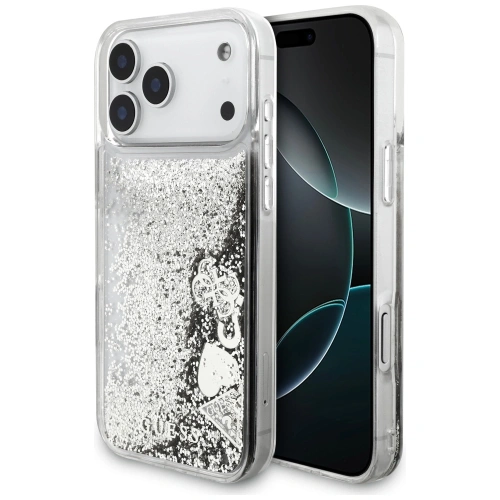 Etui Guess Liq. Glitter Charms do Apple iPhone 17 Pro srebrny