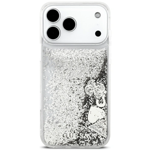 Etui Guess Liq. Glitter Charms do Apple iPhone 17 Pro srebrny