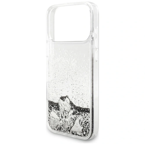 Etui Guess Liq. Glitter Charms do Apple iPhone 17 Pro srebrny