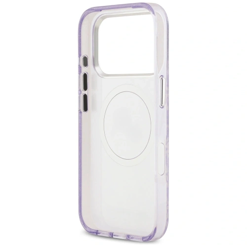 Etui Karl Lagerfeld IML Glitter Karl & Choupette Heads Logo MagSafe do Apple iPhone 17 Pro Max fioletowy