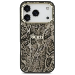 Etui Guess Python Pattern MagSafe do Apple iPhone 17 Pro brązowy