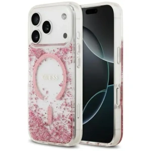Etui Guess Resin Bottom Glitter MagSafe do Apple iPhone 17 Pro różowy