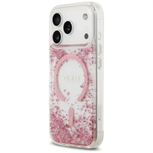 Etui Guess Resin Bottom Glitter MagSafe do Apple iPhone 17 Pro różowy