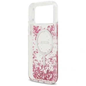 Etui Guess Resin Bottom Glitter MagSafe do Apple iPhone 17 Pro Max różowy