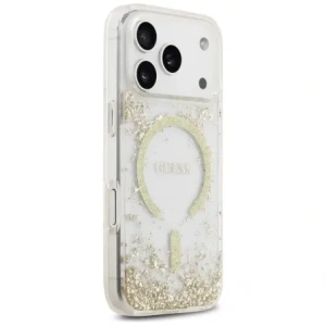 Etui Guess Resin Bottom Glitter MagSafe do Apple iPhone 17 Pro złoty