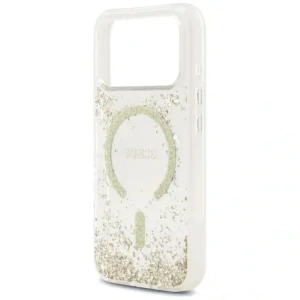 Etui Guess Resin Bottom Glitter MagSafe do Apple iPhone 17 Pro złoty
