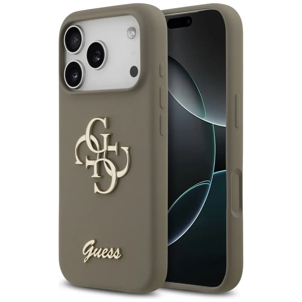Etui Guess Silicone Big 4G Script do Apple iPhone 17 Pro brązowy