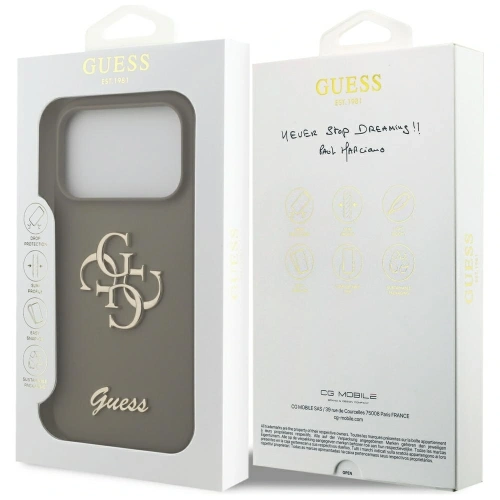 Etui Guess Silicone Big 4G Script do Apple iPhone 17 Pro brązowy