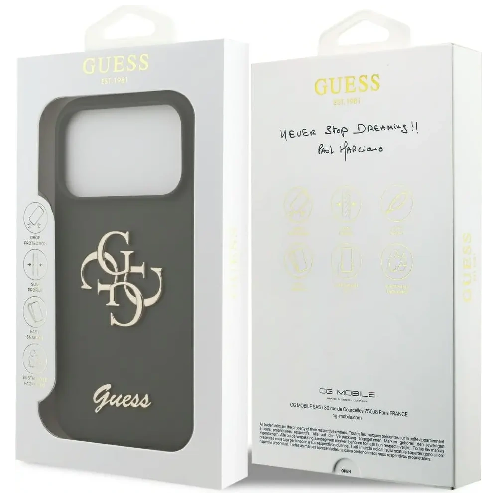 Etui Guess Silicone Big 4G Script do Apple iPhone 17 Pro Max khaki
