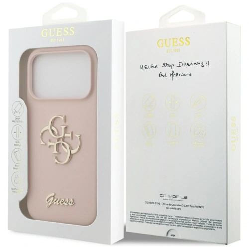 Etui Guess Silicone Big 4G Script do Apple iPhone 17 Pro różowy