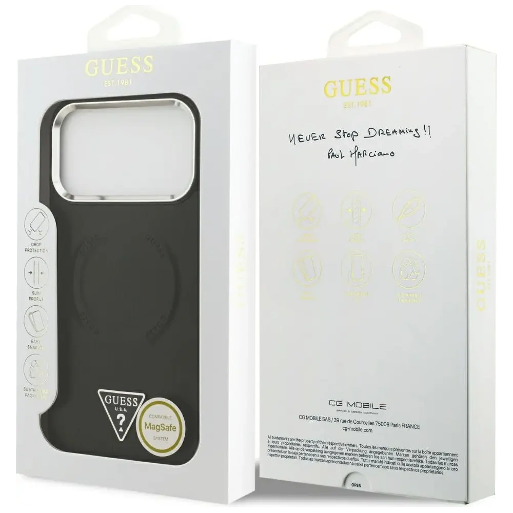 Etui Guess Triangle Logo MagSafe do Apple iPhone 17 Pro Max czarny