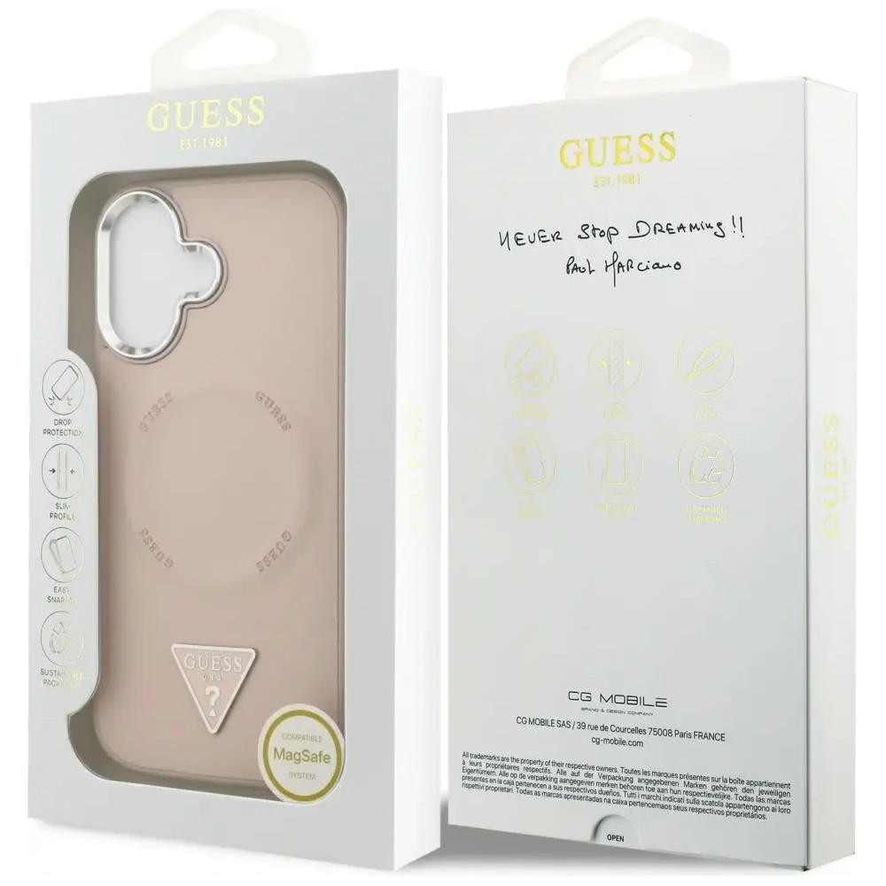 Etui Guess Triangle Logo MagSafe do Apple iPhone 17 różowy