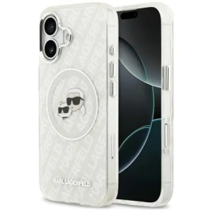 Etui Karl Lagerfeld IML Glitter Karl & Choupette Heads Logo MagSafe do Apple iPhone 17 szary