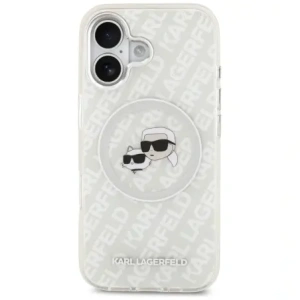Etui Karl Lagerfeld IML Glitter Karl & Choupette Heads Logo MagSafe do Apple iPhone 17 szary