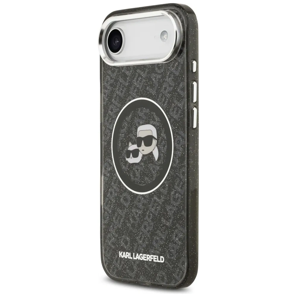 Etui Karl Lagerfeld IML Glitter Karl & Choupette Heads Logo MagSafe do Apple iPhone Air czarny