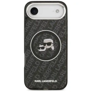 Etui Karl Lagerfeld IML Glitter Karl & Choupette Heads Logo MagSafe do Apple iPhone Air czarny