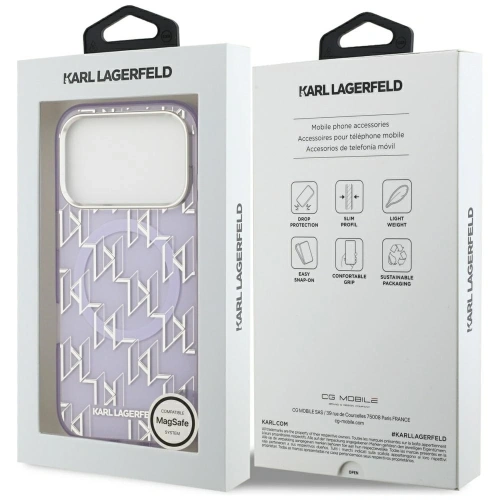 Etui Karl Lagerfeld IML KL Monogram MagSafe do Apple iPhone 17 Pro Max fioletowy