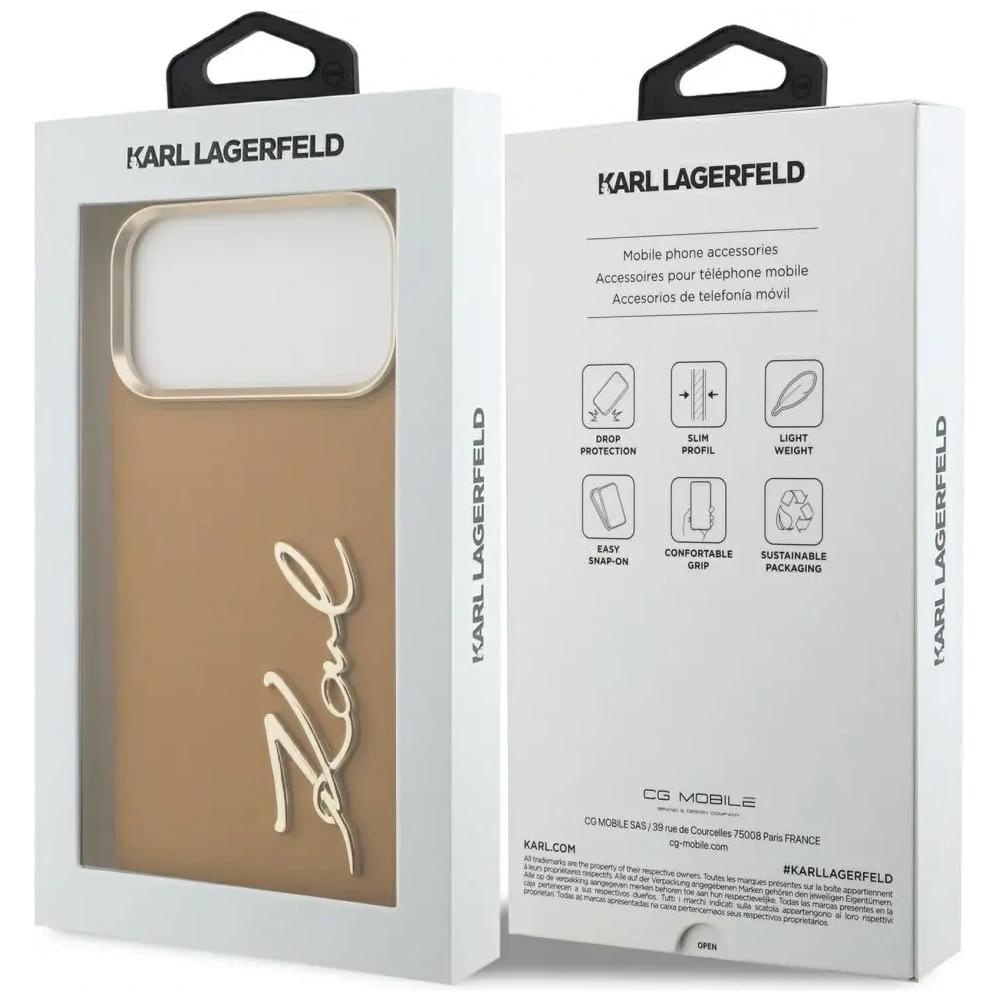 Etui Karl Lagerfeld Karl Script Logo do Apple iPhone 17 Pro Max brązowy