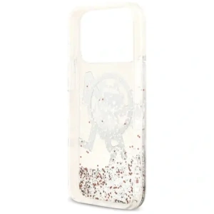 Etui Karl Lagerfeld Liquid Glitter Choupette Logo MagSafe do Apple iPhone 17 Pro Max przezroczysty