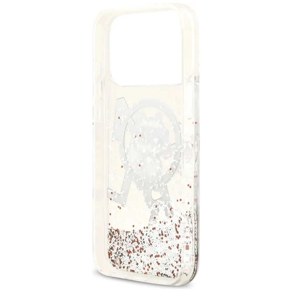 Etui Karl Lagerfeld Liquid Glitter Choupette Logo MagSafe do Apple iPhone 17 Pro Max przezroczysty