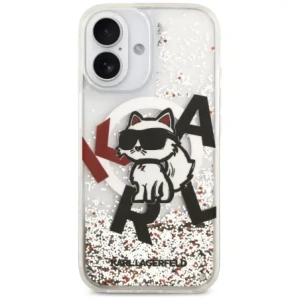 Etui Karl Lagerfeld Liquid Glitter Choupette Logo MagSafe do Apple iPhone 17 przezroczysty