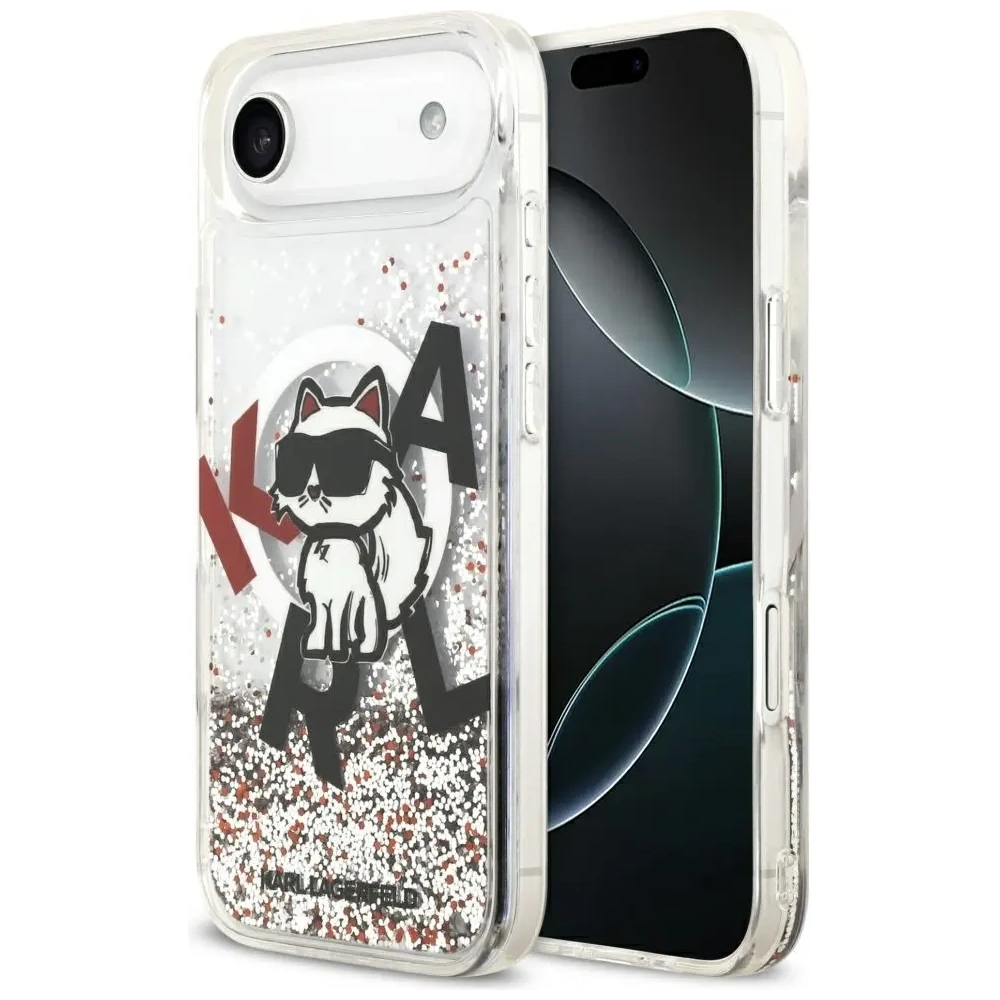 Etui Karl Lagerfeld Liquid Glitter Choupette Logo MagSafe do Apple iPhone Air przezroczysty