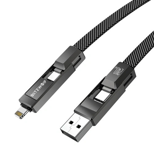 Kabel USB 4w1 Blitzwolf BW-HDC7 USB-A, USB-C / USB-C, Lightning 240W 1.2m (czarny)