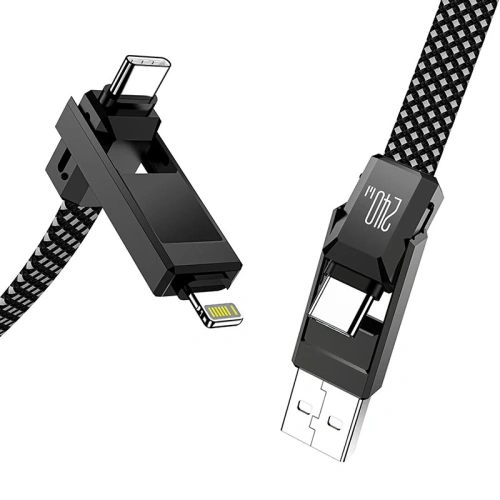 Kabel USB 4w1 Blitzwolf BW-HDC7 USB-A, USB-C / USB-C, Lightning 240W 1.2m (czarny)