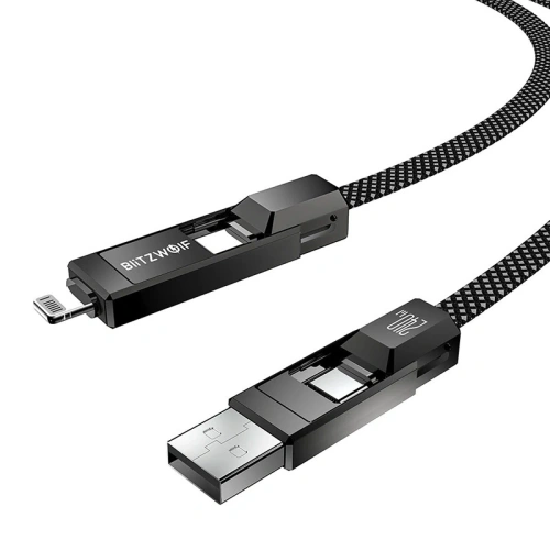 Kabel USB 4w1 Blitzwolf BW-HDC7 USB-A, USB-C / USB-C, Lightning 240W 1.2m (czarny)