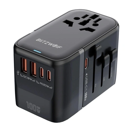 Adapter podróżny 5w1 Blitzwolf BW-TA2 2xUSB-A QC, 2xUSB-C PD, USB-C GaN 100W
