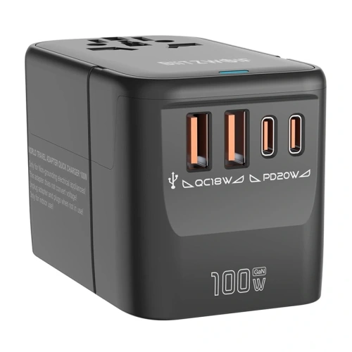 Adapter podróżny 5w1 Blitzwolf BW-TA2 2xUSB-A QC, 2xUSB-C PD, USB-C GaN 100W