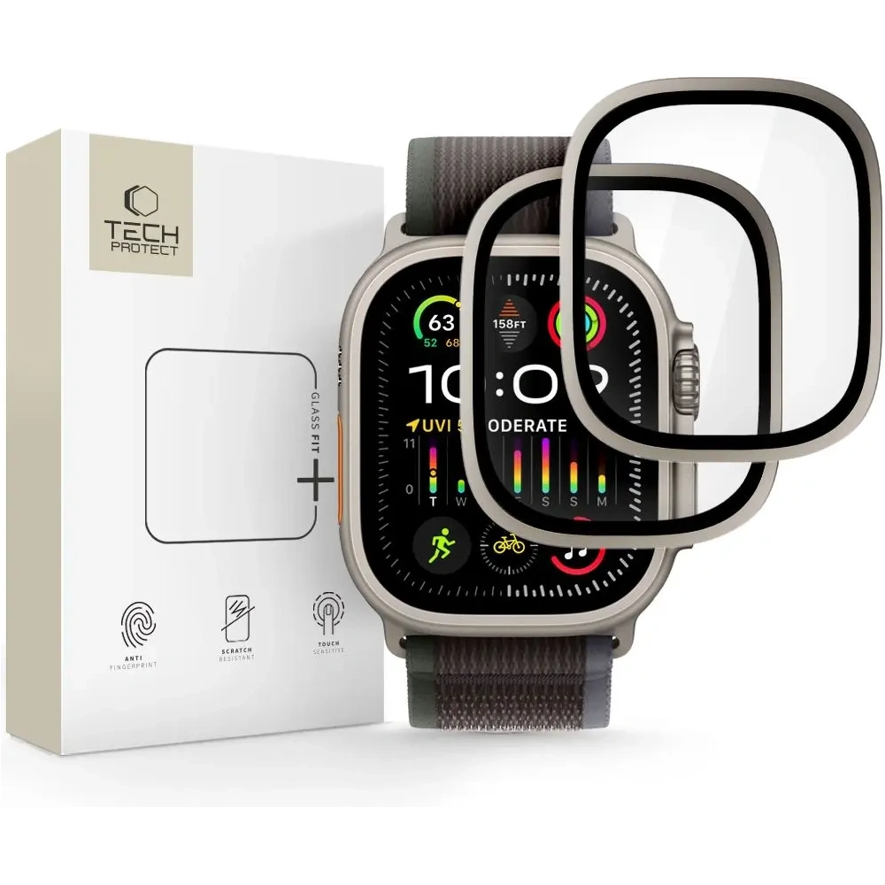 Szkło hartowane Tech-Protect Glass Ring do Apple Watch Ultra 1 / 2 / 3 49mm Titanium [2 PACK]