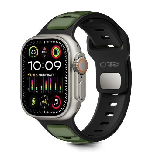 Pasek Tech-Protect IconBand Line do Apple Watch 8 / 9 / 10 / 11 / SE / Ultra 44/45/46/49mm Black/green