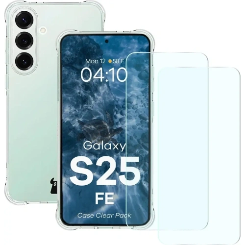 Elastyczne etui + 2x szkło hartowane Bizon Case Clear Pack do Samsung Galaxy S25 FE