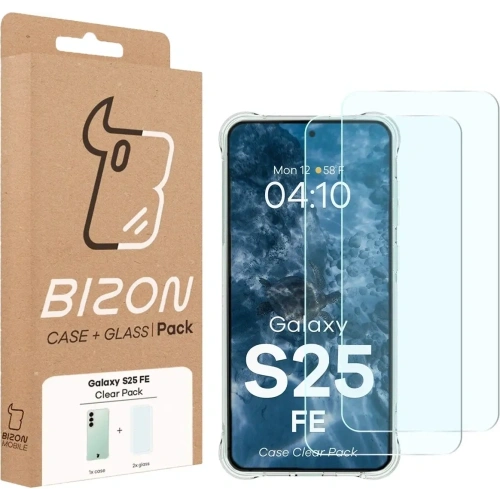 Elastyczne etui + 2x szkło hartowane Bizon Case Clear Pack do Samsung Galaxy S25 FE