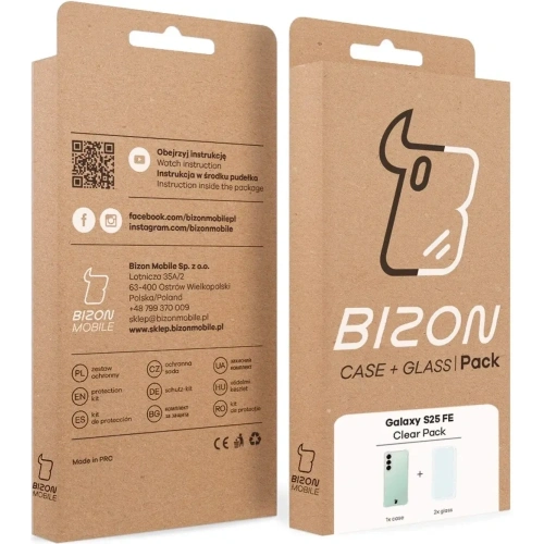Elastyczne etui + 2x szkło hartowane Bizon Case Clear Pack do Samsung Galaxy S25 FE